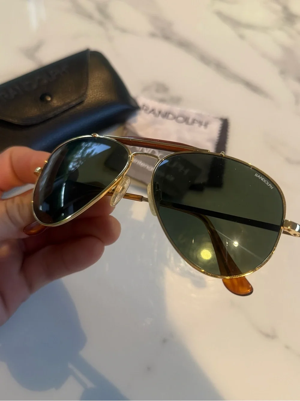 Randolph Sportsman Aviator Sunglasses 23k GP 140mm